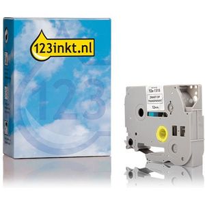 123inkt huismerk vervangt Brother TZe-131S tape zwart op transparant 12 mm
