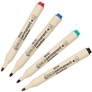 Aanbieding: Set 123inkt eco permanent markers zwart/rood/blauw/groen (1 - 3 mm rond)