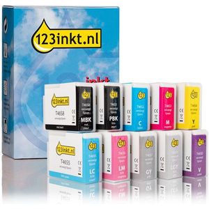 Inktcartridge Epson aanbieding: T46S serie 2 zwart + 8 kleuren (123inkt huismerk)