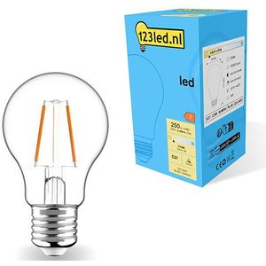 123led - E27 Filament Ledlamp - Peervorm - Warm Wit Licht - 2.5W (25W)