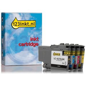 Inktpatroon Aanbieding: 123inkt huismerk vervangt Brother LC-427XL zwart + 3 kleuren