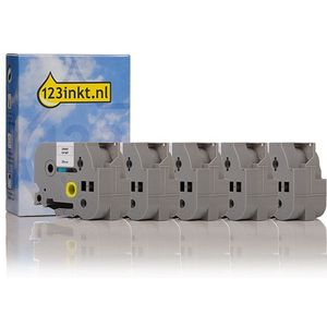 123inkt huismerk vervangt Brother HGe-261V5 hoge resolutie tape zwart op wit 36 mm 5 stuks
