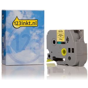 123inkt huismerk vervangt Brother TZe-C51 tape zwart op fluorescerend geel 24 mm