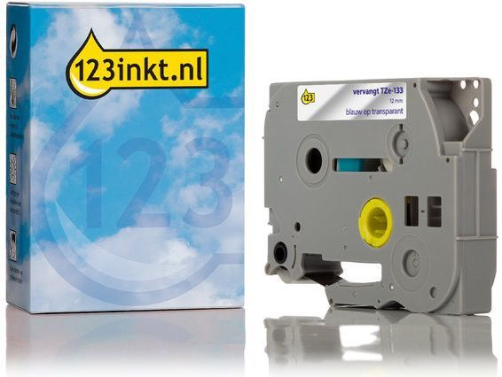 Brother - TZe-133 - Tape - Blauw op Transparant - 12 mm x 8 m
