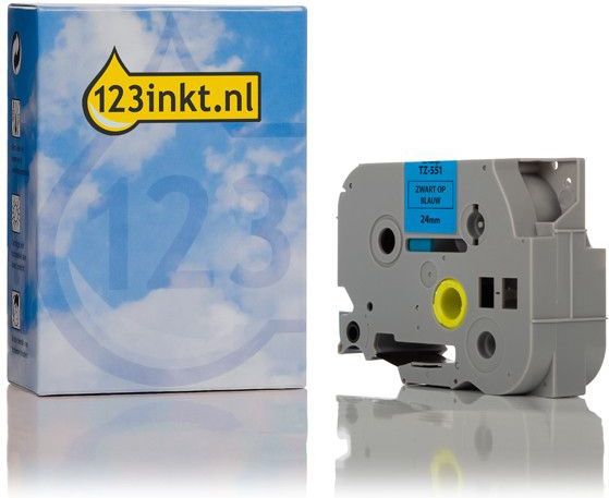 Brother - TZe-551 Tape - Zwart op Blauw - 24 mm Breed - 8 m Lang