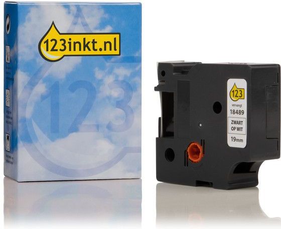 123inkt - Dymo S0718120 - Tape Flexibel Nylon - Zwart op Wit