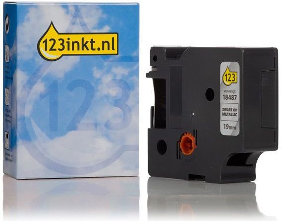 123inkt - Dymo S0718200 - Tape - Zwart - Permanent Polyester