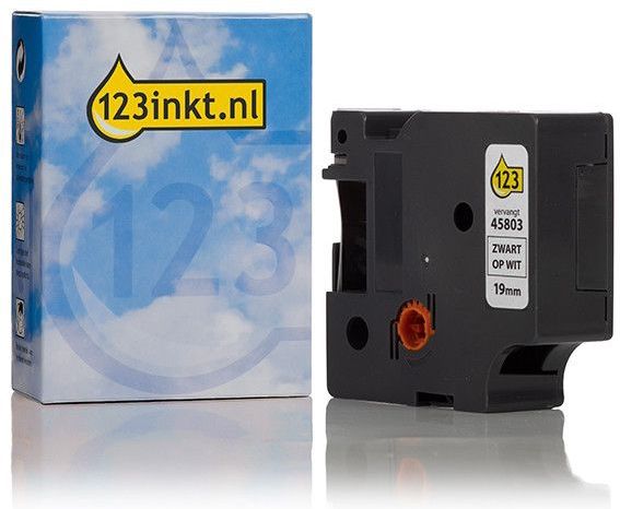 123inkt - Dymo S0720830 Tape - Zwart op Wit - Compatibel met Beletteringsystemen