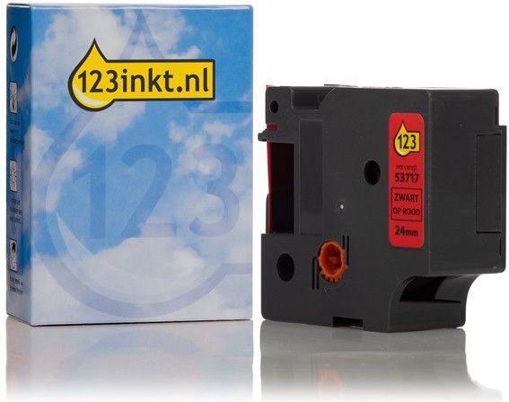 Tape - Zwart Op Rood - Compatibel Met Dymo Beletteringsystemen
