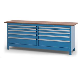 Huvema - Werkbank 220 x 60 cm met MDF werkblad - BL 10D 2200x600x850 WB