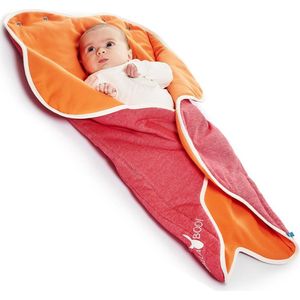 Wallaboo Babydeken Fleur - Handige wikkeldeken en wrapper - 100% zacht  katoen - past in een autostoel - 85 * 85 cm - rood en oranje
