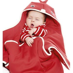 Wallaboo Babydeken Coco - wikkeldeken en wrapper - 100% zacht katoen - pasgeboren tot 9 mnd.- Geschikt voor autostoel - 70 * 90 cm - rood kippetje