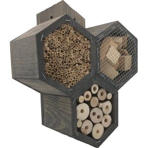 GARDEN SPIRIT Insectenhotel 11 x 27 x 33 cm. - Bijenhotel grijs
