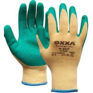 OXXA M-Grip 11-540 handschoen S Oxxa - groen/geel - Latex/Katoen - Gebreid manchet - EN 388:2016