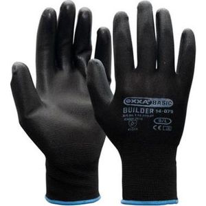 OXXA Builder 14-079 (Voorheen PU/polyester) 12 paar handschoenen Zwart XL Oxxa - Zwart - PU/Polyester - Gebreid manchet - EN 388:2016