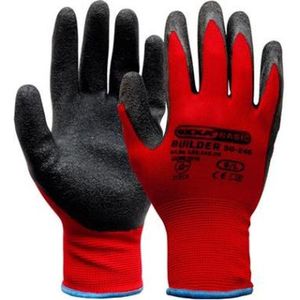 OXXA Builder 50-246 handschoen (12 paar) XXL/11 Oxxa - zwart/rood - Latex/polyester - Gebreid manchet - EN 388:2016