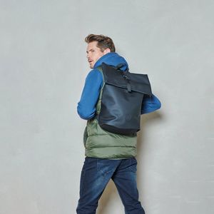Twinlife Heren Roll Top Backpack - Accessoires - Imitatieleer - Sterk - Zwart