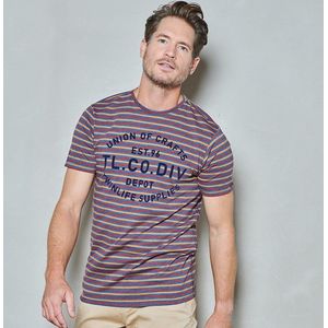 Twinlife Heren sleeve crew stripe art - T-Shirts - Wasbaar - Ademend - Rood