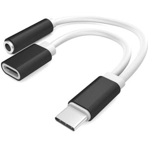 Xccess USB-C Splitter with 3.5mm Jack White/Black