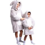 Noxxiez - Hoodie Deken - Konijn - Sherpa Fleece