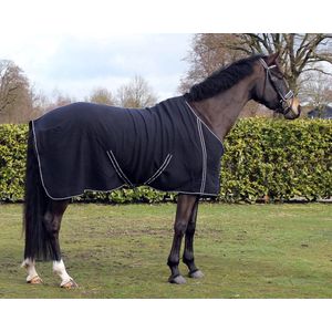 QHP Fleecedeken New Basic met kruissingels - maat 145/195 - black