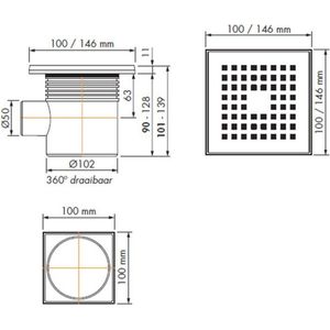 Easydrain Aqua Vloerput Met 1 Aansluiting Aqua-10X10-Msi6