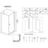 Best design erico vierkante cabine met 1 swing deur 100x100x200 cm nano glas 6mm