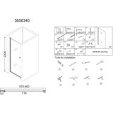 Best design erico nisdeur met profiel 88.5-90 cm h=200 cm nano glas 6mm