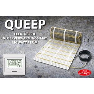 Best Design Vloerverwarming Queep Elektrisch 6,0 M2 Mat. Incl. Digitaal Thermostaat (50 X 120 cm )