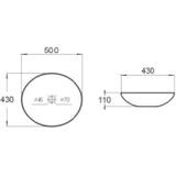 Ovaal Opbouw-Waskom 50X43X11Cm
