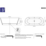 Vrijstaand bad best design mooi 170x80x64 cm solid surface mat wit