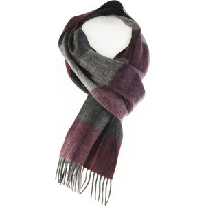 Wollen sjaal - Zachte geblokte sjaal - Rood grijze sjaal - Warme wintersjaal
