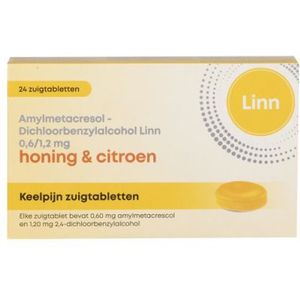 Linn Keelpijn Zuigtabletten Honing & Citroen 24 tabletten