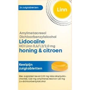 Linn Amylmetacresol Lidocaïne Honing & Citroen 24 tabletten