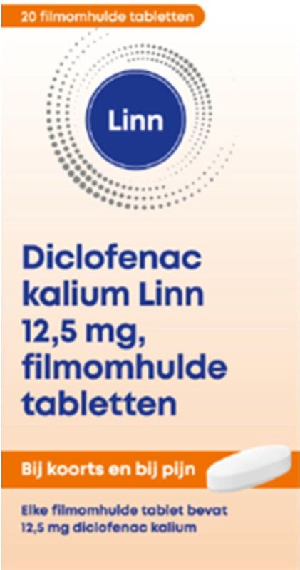 Diclofenac Kalium - Pijnstiller - 12.5mg - Filmomhulde Tabletten - 20 Stuks