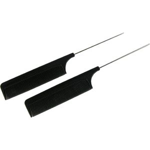 Professional Puntkam - 2 Stuks - Haarborstel - Zwart - Kunststof