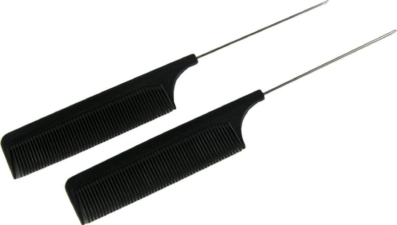 Professional Puntkam - 2 Stuks - Haarborstel - Zwart - Kunststof