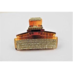 Haarklem rechthoek strass bruin