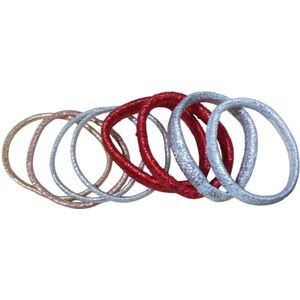 Hair Mode - Feest Elastiek - Goud Zilver Rood - 8 Stuks