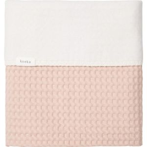 Koeka wiegdeken cotton fleece wafel Amsterdam rosa salt 100x75