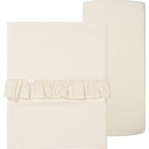 Koeka wieglaken en hoeslaken set ruffle Faro warm white One Size