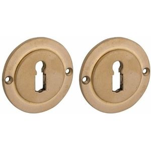 Set van twee sleutelplaatjes Chemin de Fer 50mm BB messing antiek