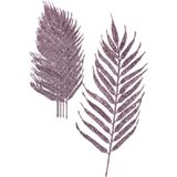 Othmar Decorations kerstdecoratie bladeren 6x-lichtroze 24 cm glitter