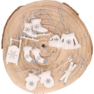 Othmar Decorations kersthangers wintersport -6x st -wit -hout -8 cm
