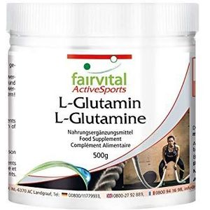 Fairvital | L-glutamine poeder - HOOG GEDOSEERD - VEGAN - 500 g - aminozuur zonder additieven - voedingssupplement