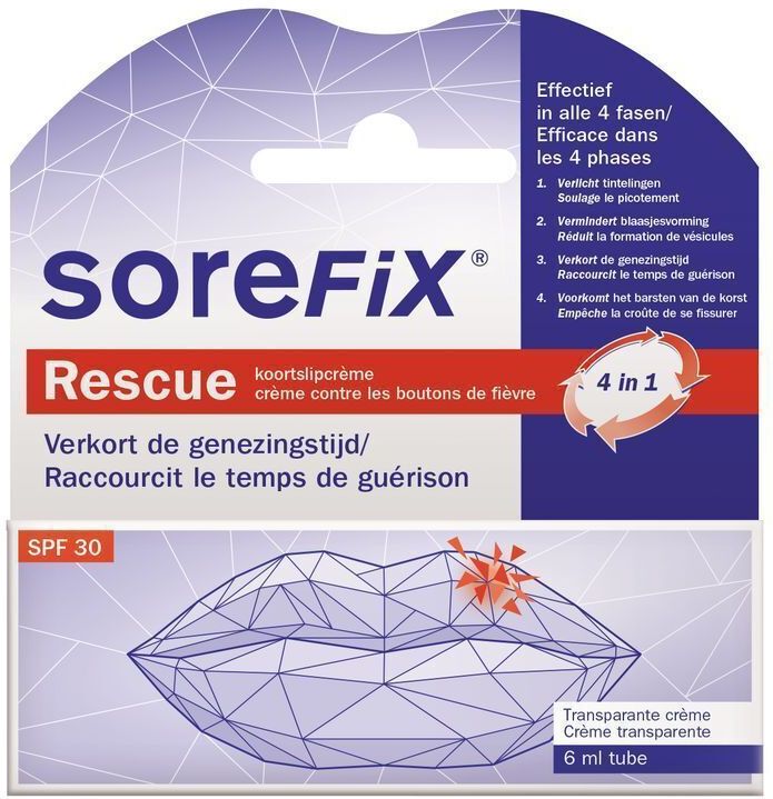 SoreFix - Rescue - Koortslipcrème - Transparant - 10ml