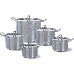 BK Q-linair Master Glas 5-delige pannenset- Veilig afgietsysteem - RVS - PFAS-vrij