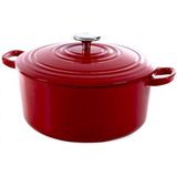 BK - Geëmailleerd Gietijzer - Ronde Nederlandse Oven - Chili Rood - 24cm