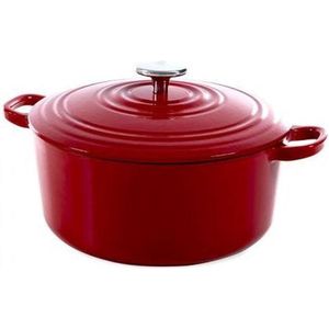 BK - Geëmailleerd Gietijzer - Ronde Nederlandse Oven - Chili Rood - 24cm