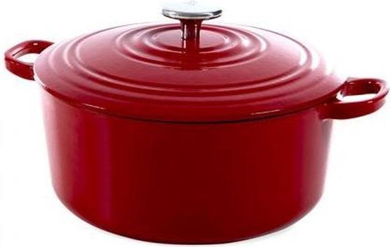 BK - Geëmailleerd Gietijzer - Ronde Nederlandse Oven - Chili Rood - 24cm